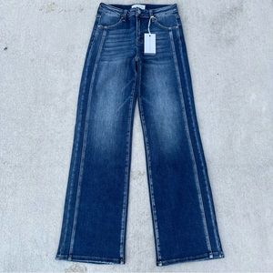 Risen Jeans Womens Dark Wash Mid-Rise Straight Leg Jeans Size 7/28 BRAND NEW